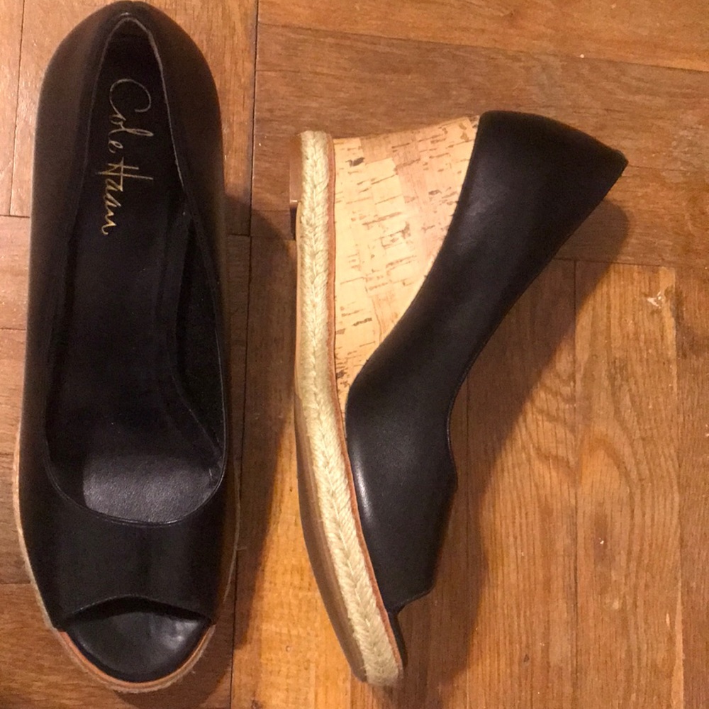 Come Haan cork peep toe wedge 8.5m never worn